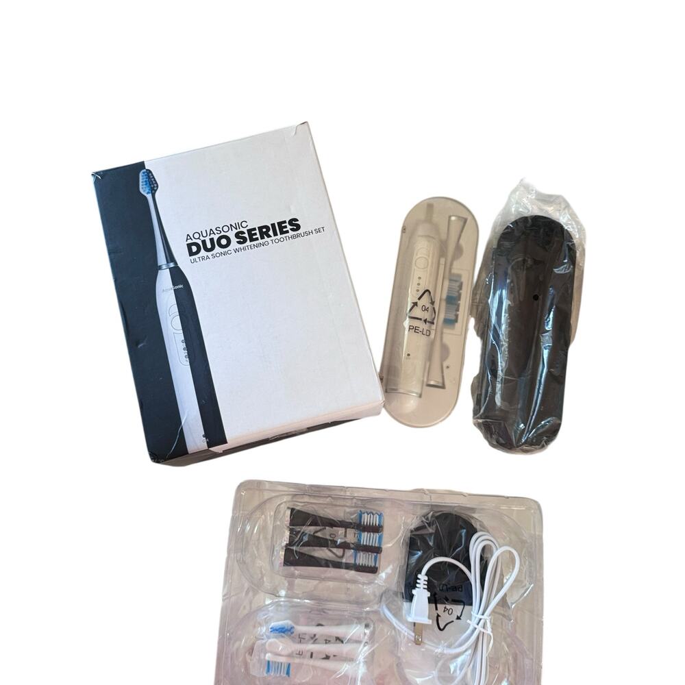 AquaSonic DuoSonic Ultra Whitening Sonic Electric Toothbrush Set, Rechargeable